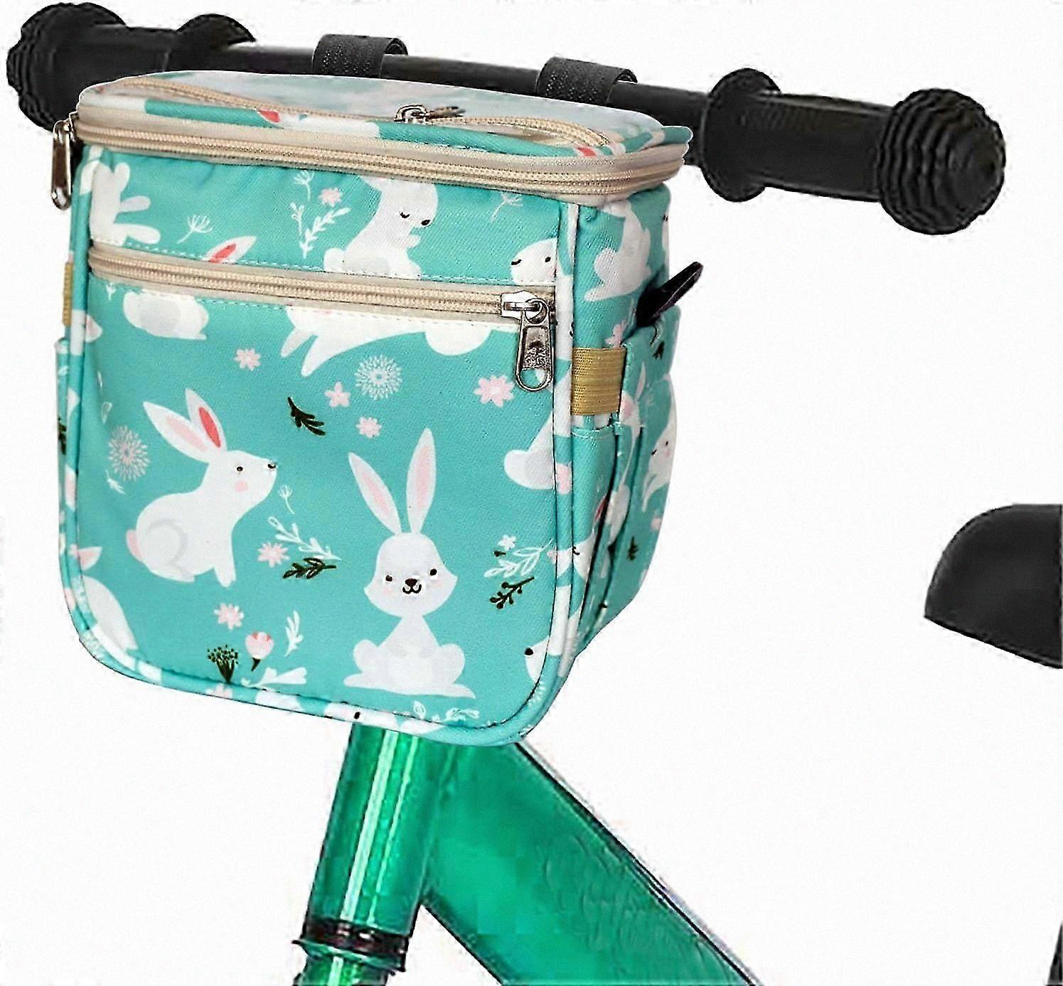 Kids Bike Handlebar Organizer with Bunny Design for Bikes Trikes and Scooters Accessory