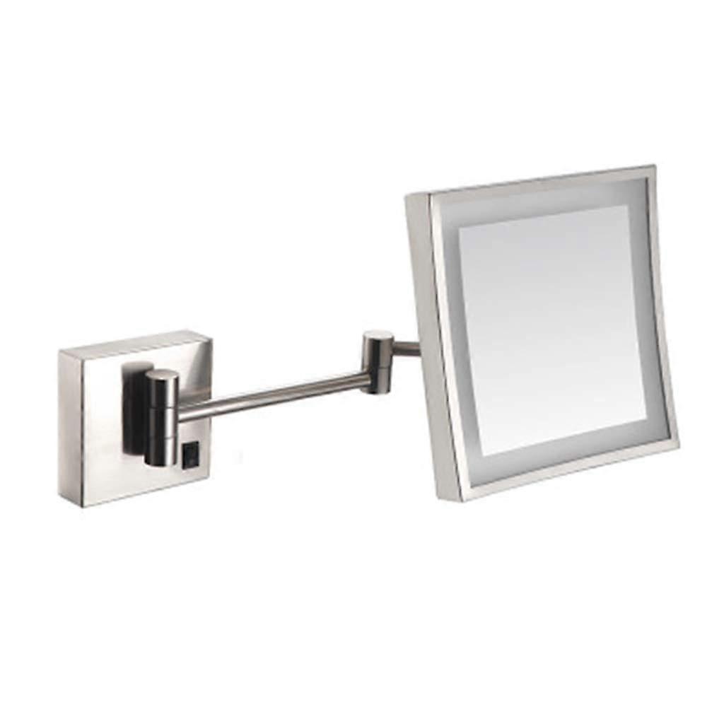 LED Makeup Mirror Four-Sided With Light Telescopic Folding Wall-Mounted Magnifying Mirror For Shaving And Makeup Silver
