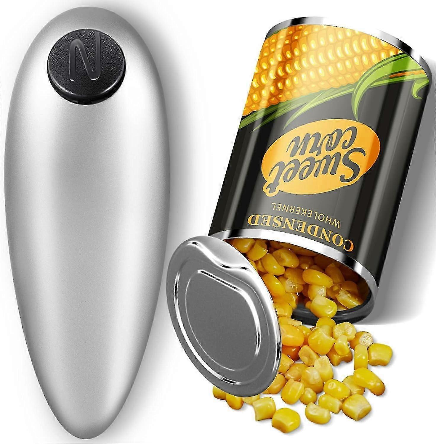 One Touch Electric Can Opener, Automatic Can for Opener Seniors with Arthritis, Open Your Cans with A Simple Press of ButtonSilver SZRH A-D
