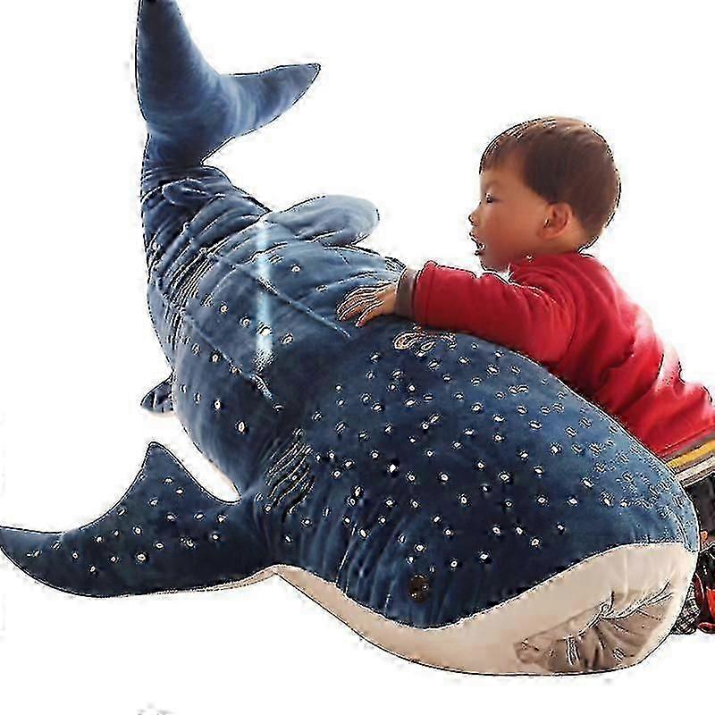 Giant Blue Shark Plush Toy - Soft Stuffed Animal Pillow for Kids and Adults
