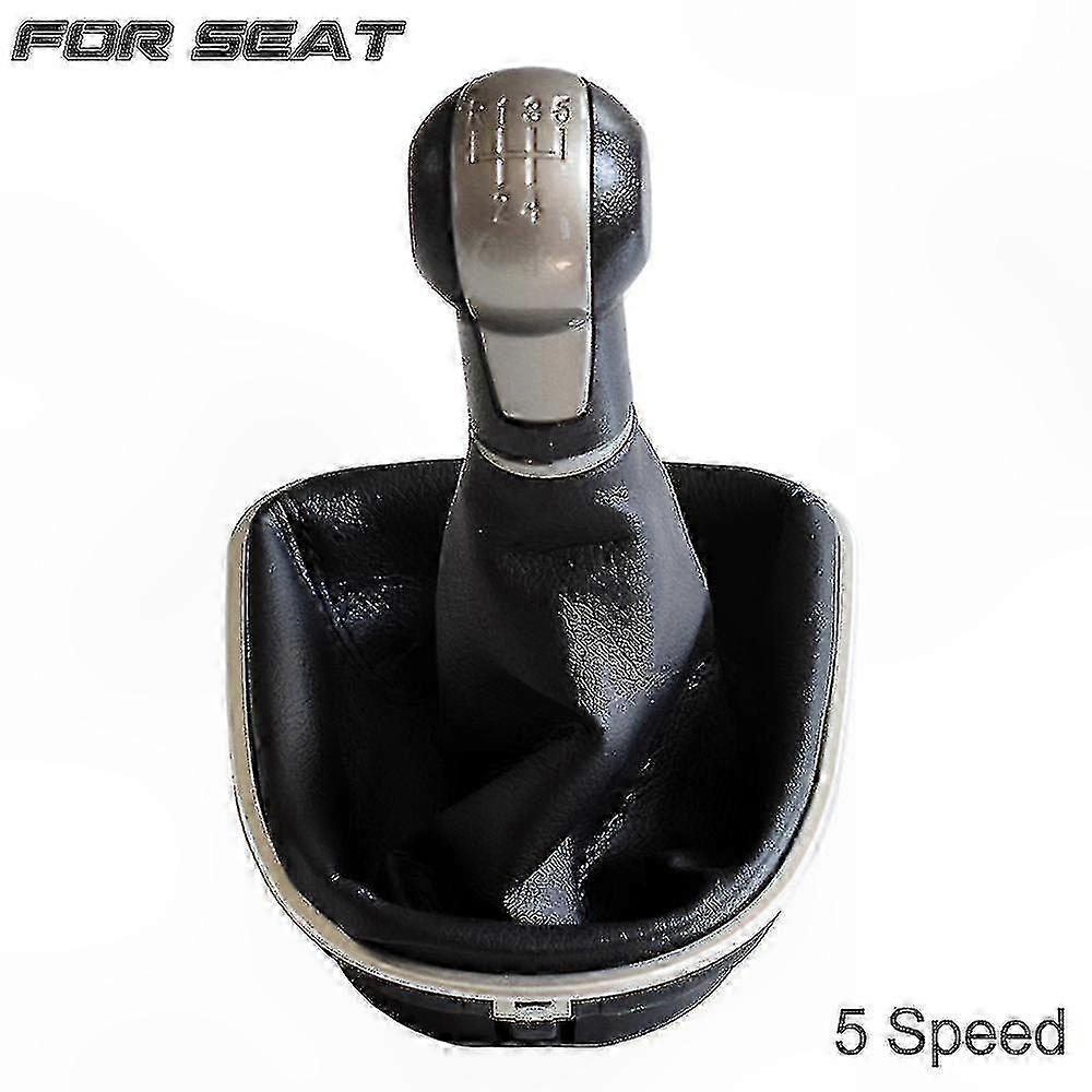 Leather Boot 5-Speed Gear Shift Knob for Seat Leon 1P 2005-2012 Models