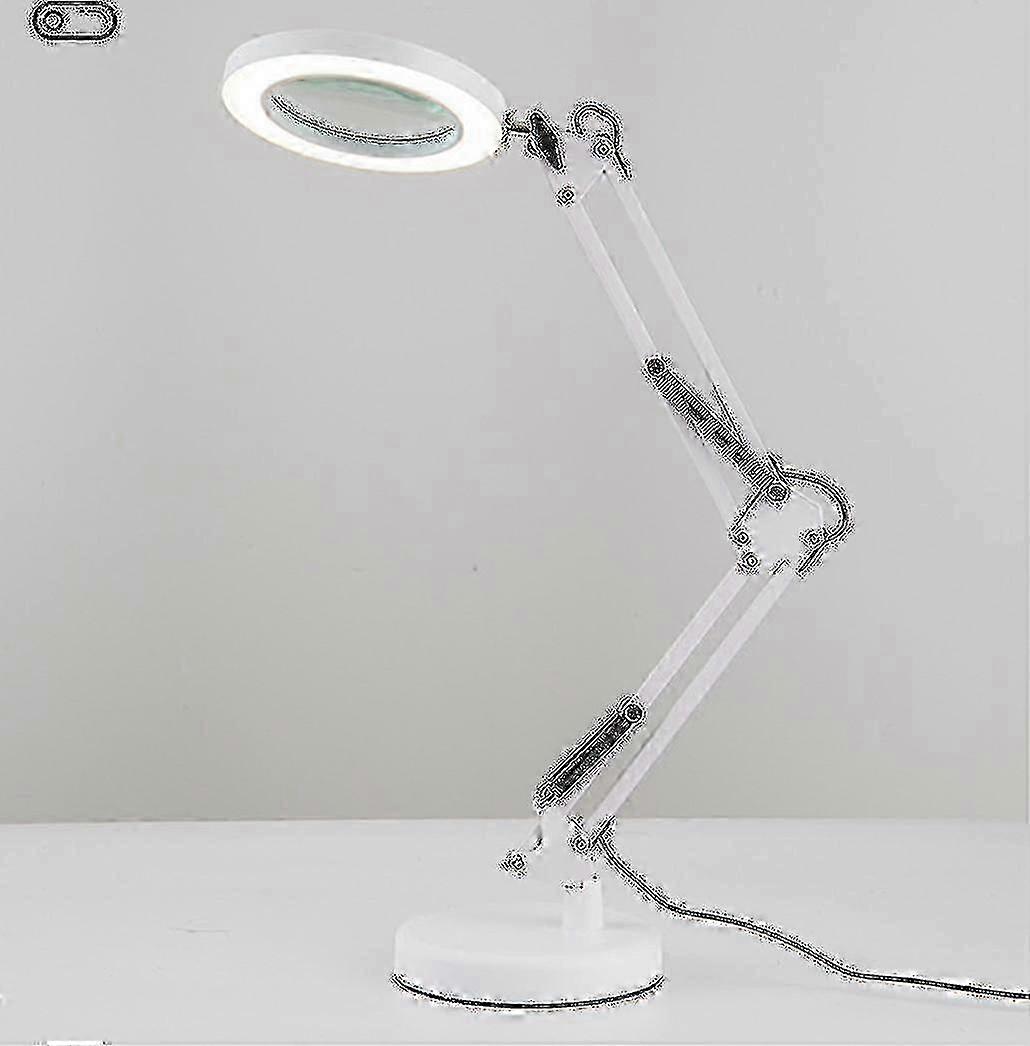 Improved 10x Magnifier with Integrated Light & 3 Color Modes: Adjustable Brightness Desk Lamp for Detailed Tasks