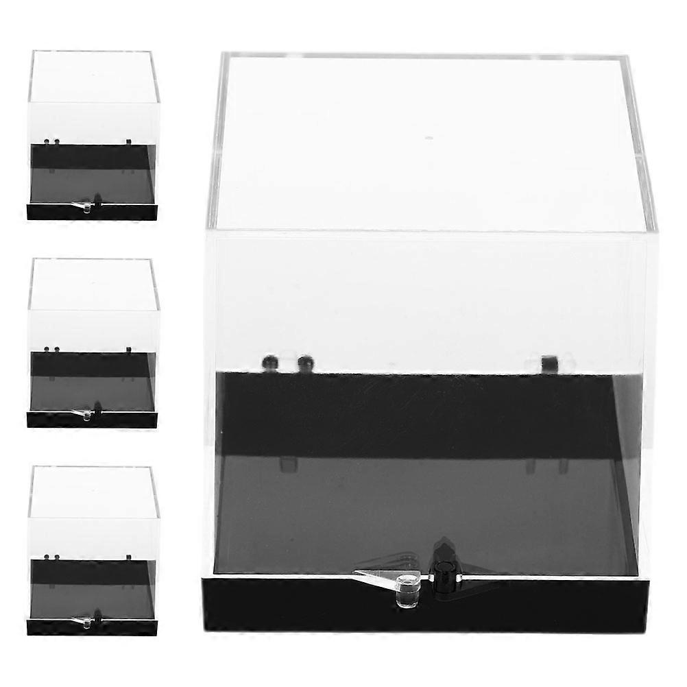 Mineral Specimen Storage Box Square Display Cabinets Use Transparent Plastic Protection 4Pcs