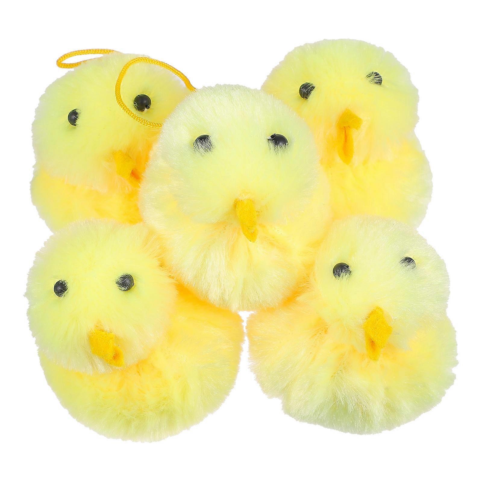Creative Toy Stuffed Chicken Toy Coffee Shop Decor Soft Yellow Pp Cotton Decoration 5Pcs