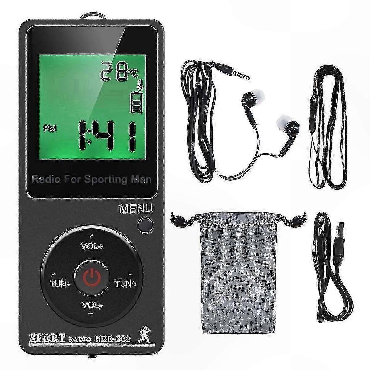 Portable AM FM Radio with Headphones Rechargeable Battery Digital Tuning Personal Radio Receiver