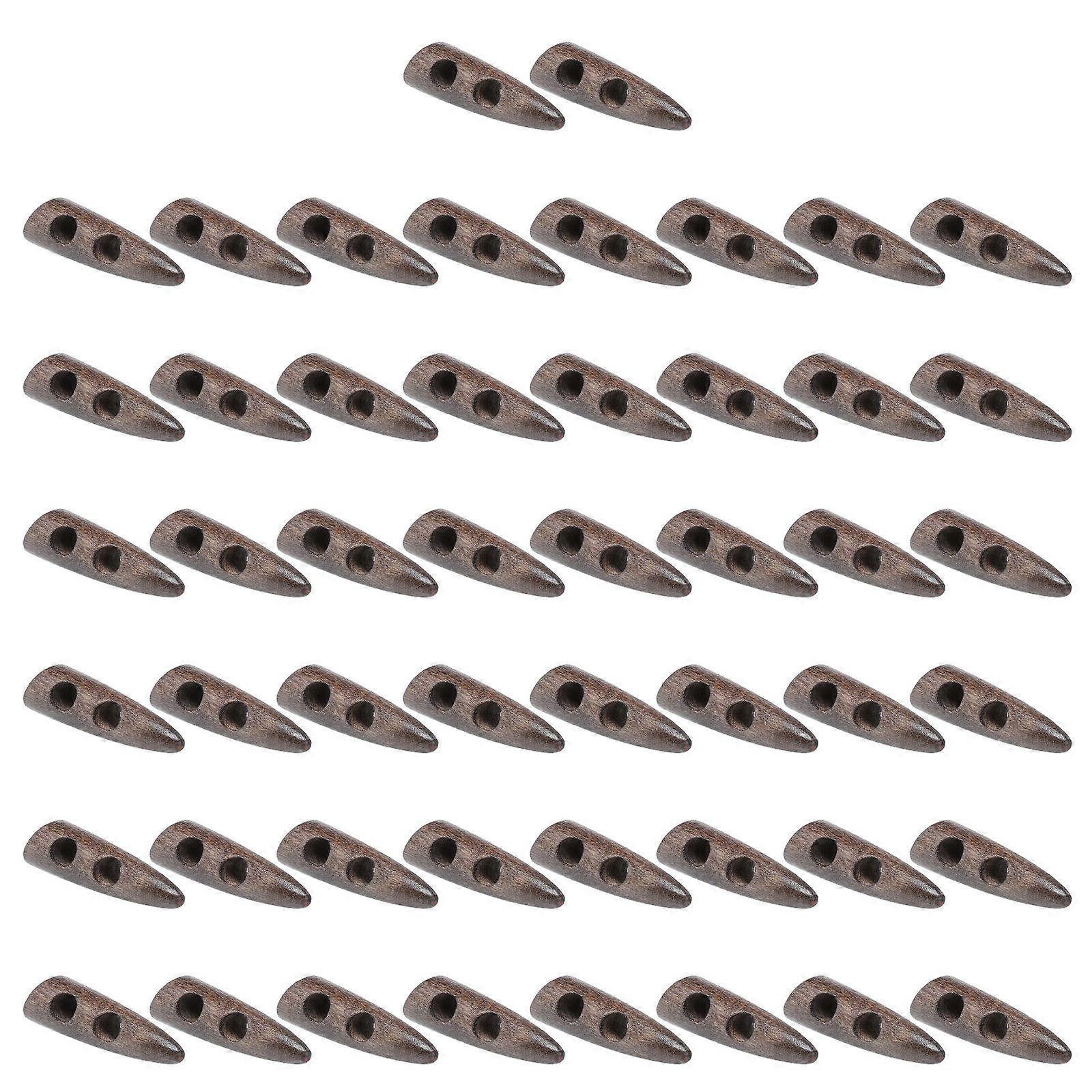 Horn Shape Buttons Coat Horn Buttons for Coats Coffee Wood Material Replace Old Buttons 50Pcs