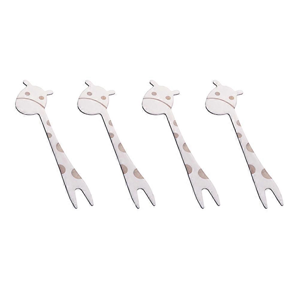 Fruit Fork Stainless Steel Forks Party Use Children Multi Color Ergonomic Handle Rust Protection 4Pcs
