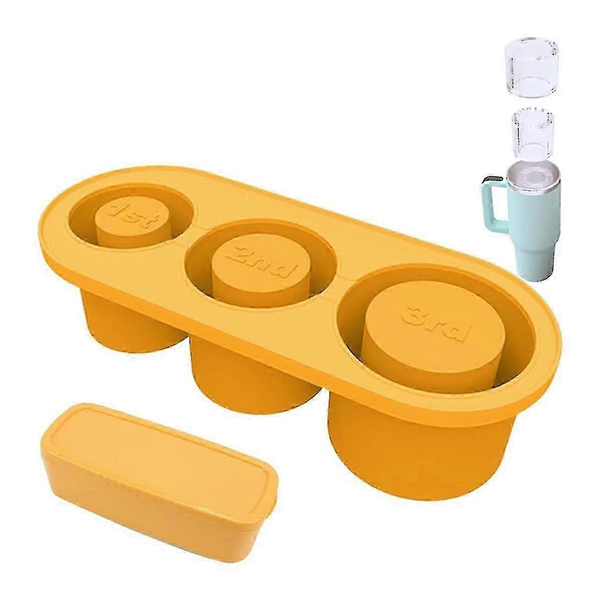 Silicone Ice for Cup 20-40 Oz Ice Tray for Water Bottles Cylinder-Shaped Ice Trays for Freezer Yellow