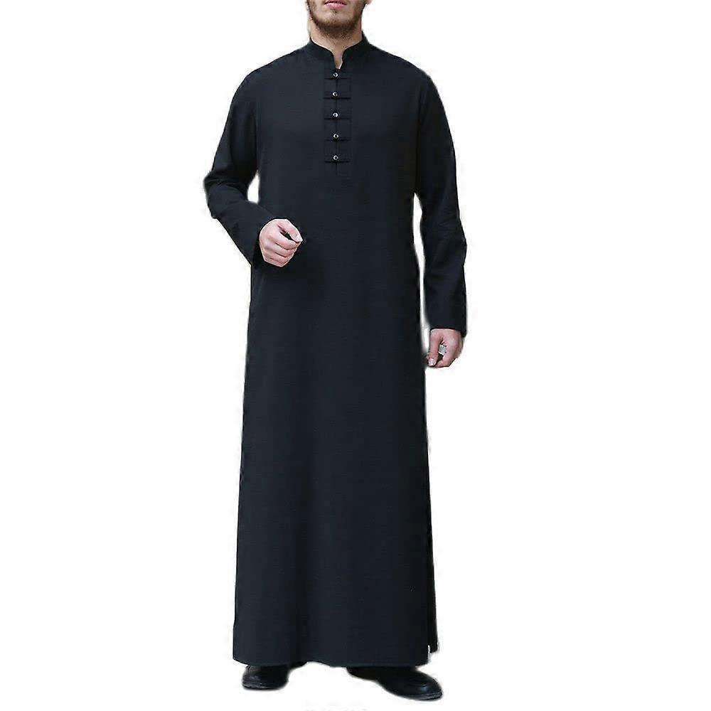 Abaya Für Erwachsene Schwarz, Lange Ramadan Robe, Muslimische Kleidung für Männer, Traditionelle Arabische Abendkleidung