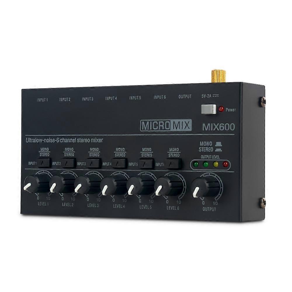 Low-noise 6 Channel Stereo Audio Mixer, US Plug MIX600
