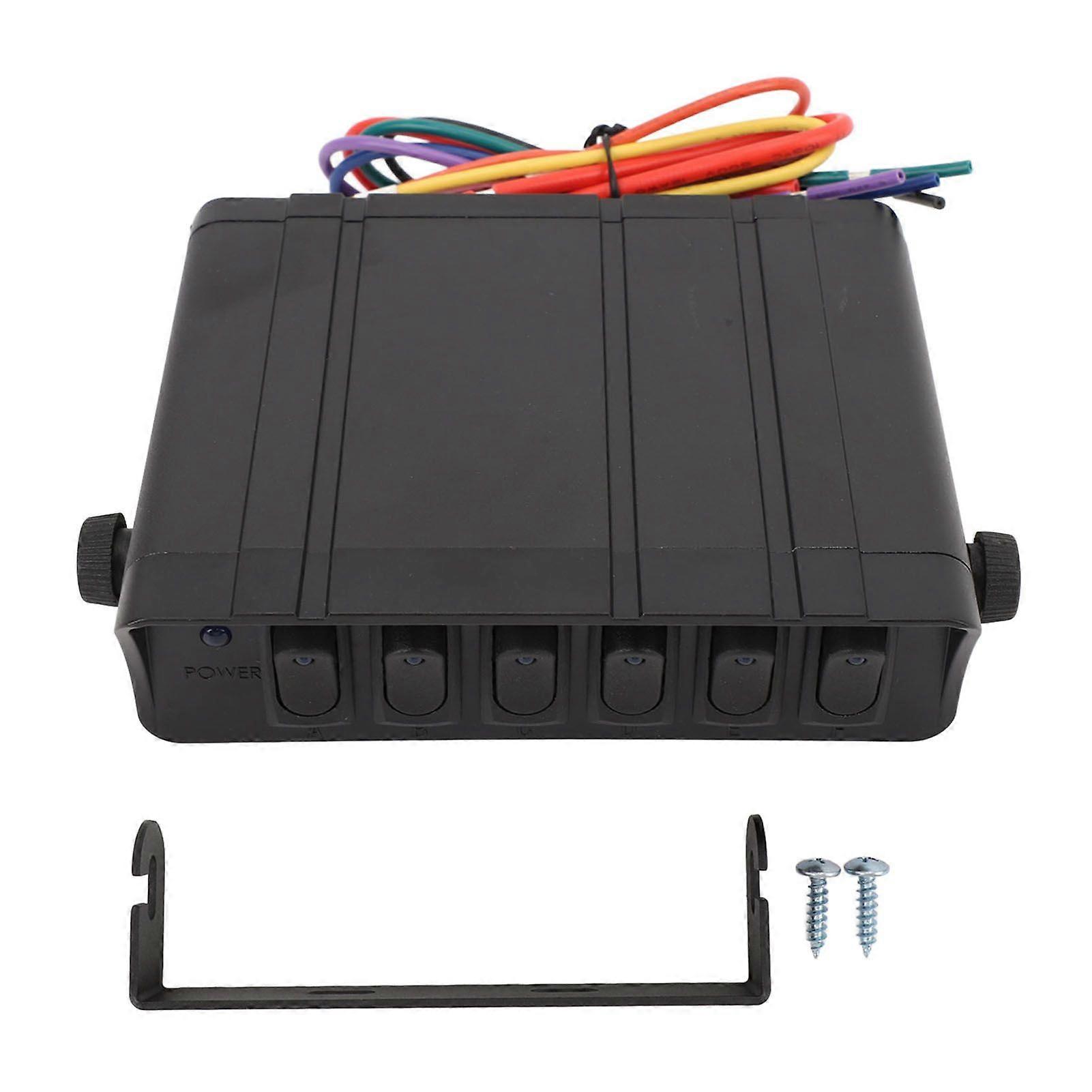 6 Gang Rocker Switch Box DC12V to 24V 40Amp SPST Toggle Switch Panel Box for Automotive Car Vehicle Boat RV SUV Blue