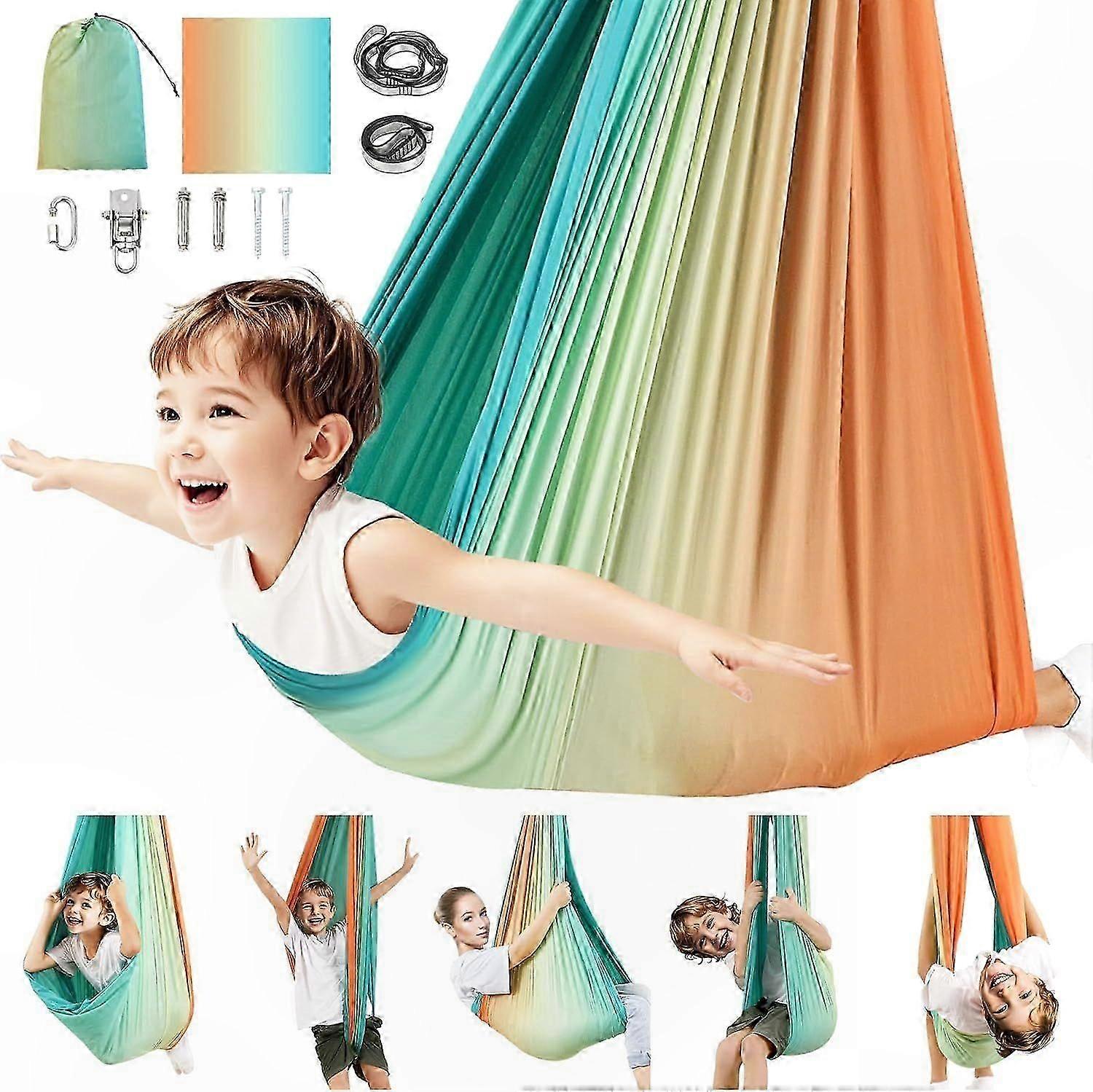 Double Layer Sensory Swing for All Ages, Supports 300lbs, Indoor/Outdoor Use with Swivel Hardware