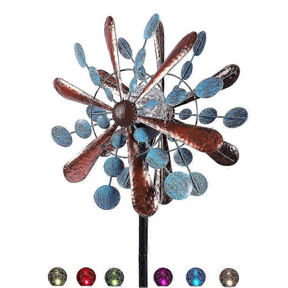 Solar Wind Spinner with Color Changing LED Glass Ball
