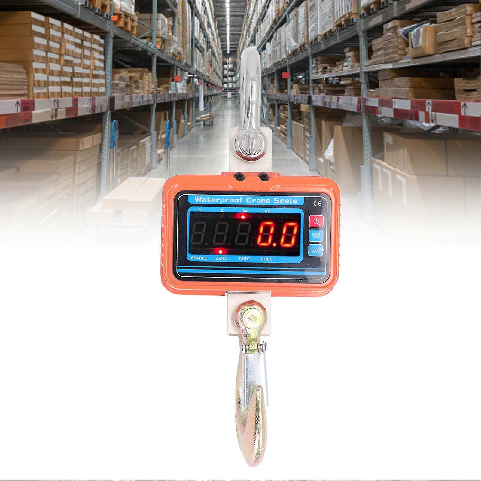 Digital Crane Scale 2200lb LED Display Rechargeable Orange