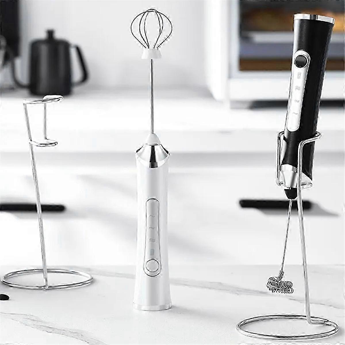 USB Electric Milk Frother,Coffee Maker Blender,White