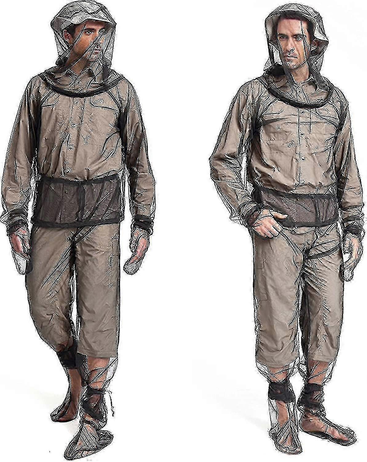 Bug proof suit for camping - 4-piece lightweight net clothing set with hood