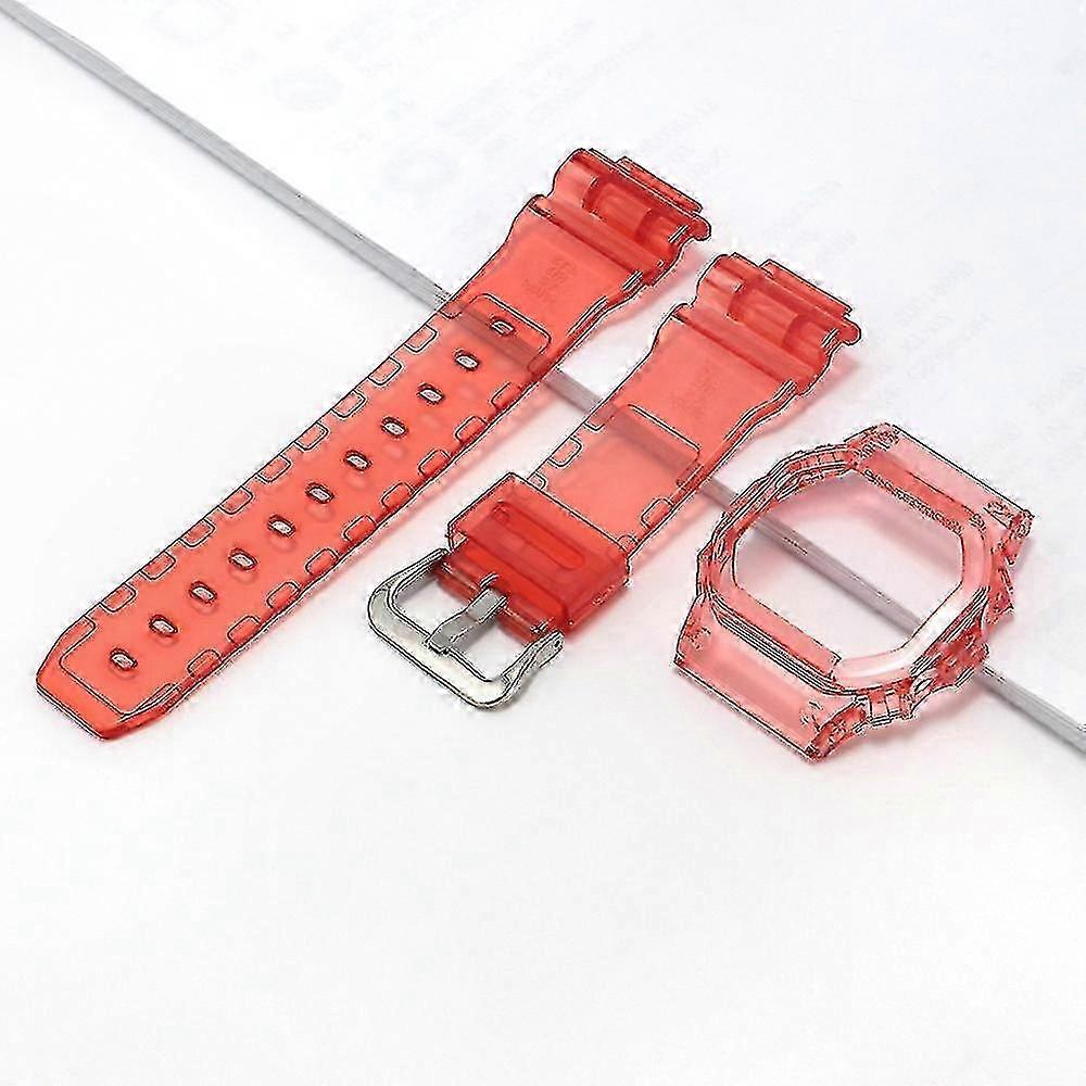 Transparent Resin Watch Band with Bezel for G-Shock DW5600 Series Replacement Strap Bracelet