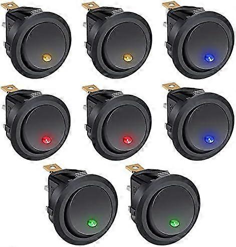 /8 Pieces Toggle Switch 20A 12V DC ON/OFF SPST Round Automotive Rocker Switch