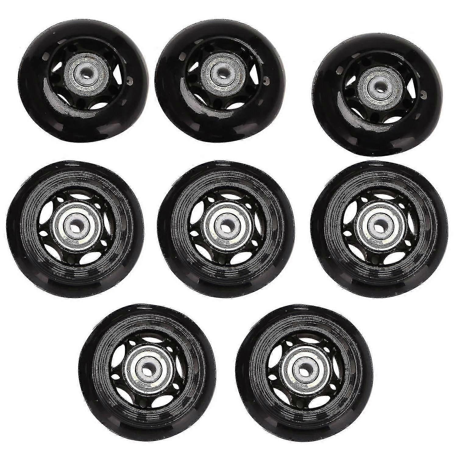 Replacement inline skate wheels 64mm for roller skates - 8 pack set with bearings