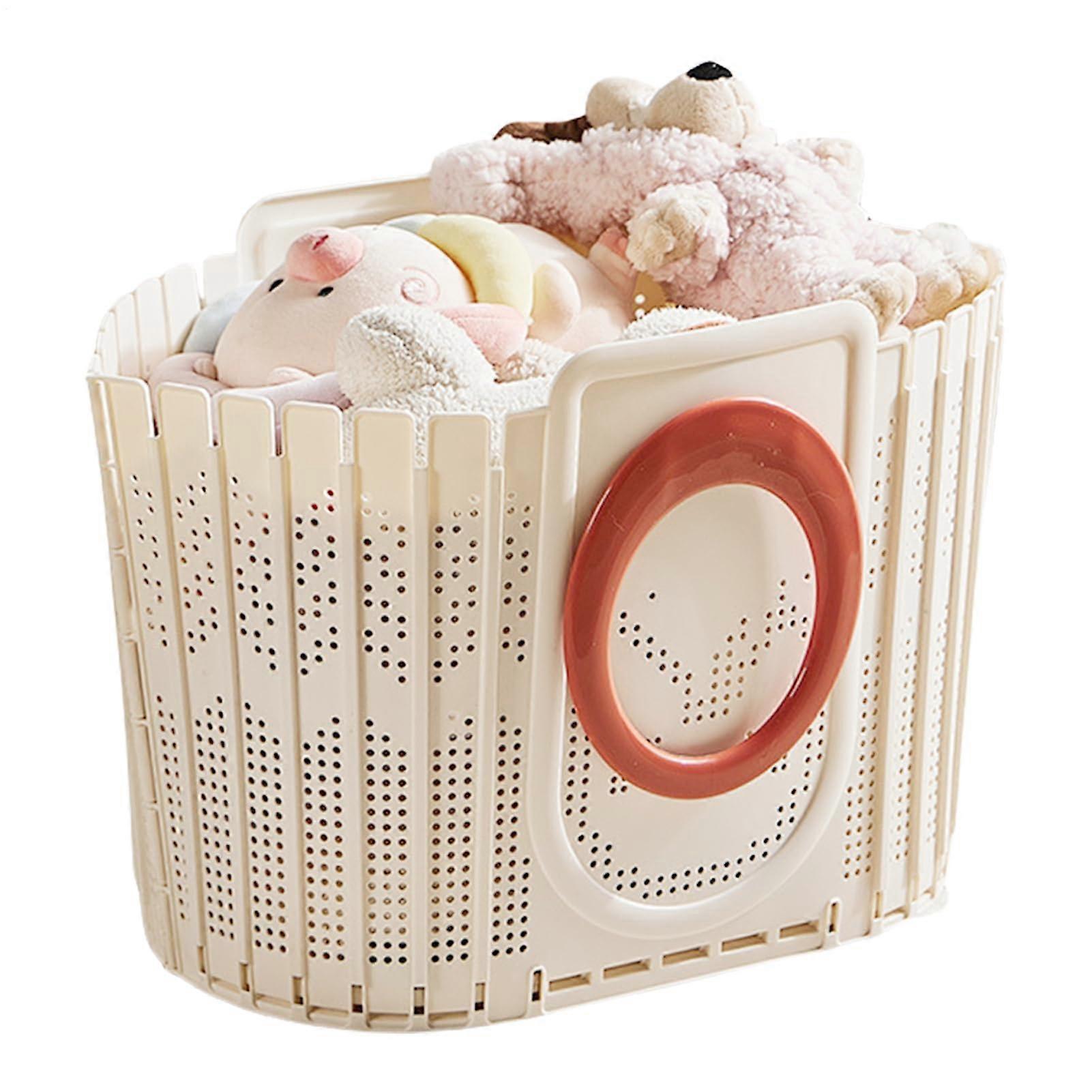 Laundry Basket Washable Cloth Hamper Ventilated Space-Saving Portable For Bathroom Dorm RV Nursery Red Small Pull Ring