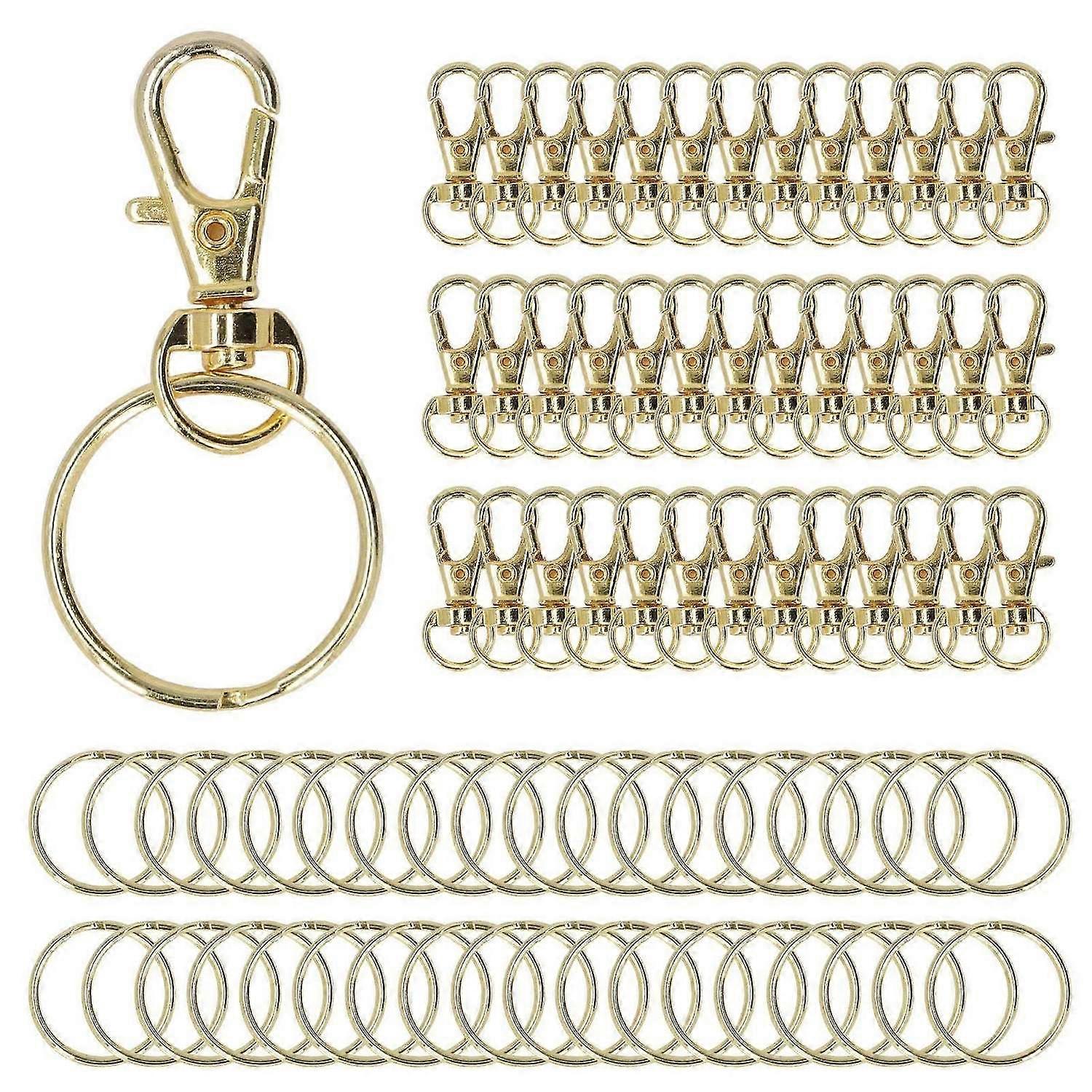 2025 Latest Model 100PCS Gold Lobster Claw Clasp with Key Rings Rustproof
