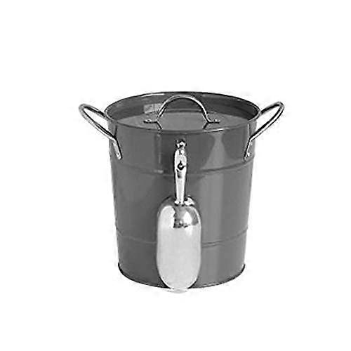 Ice Bucket With Lid And Ice Tongs, Black Iron Ice Bucket For Coffee Bar, Large Ice Bucket For Tea
