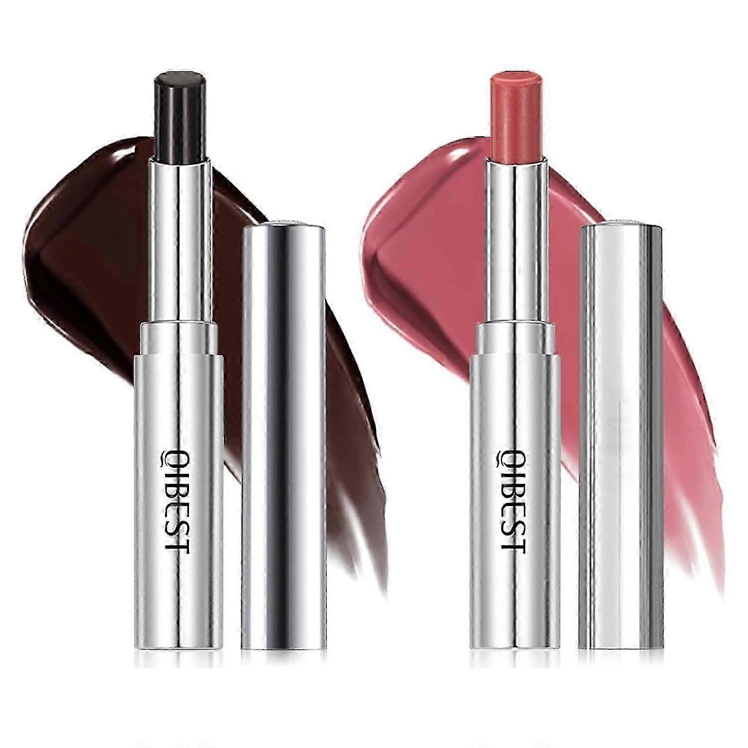 2Pcs Honey Tinted Lip Balm Lipstick Set, Nourishing Sheer Hydrating Long Lasting Natural Moisturizer Pink Brown Lipstick for Women