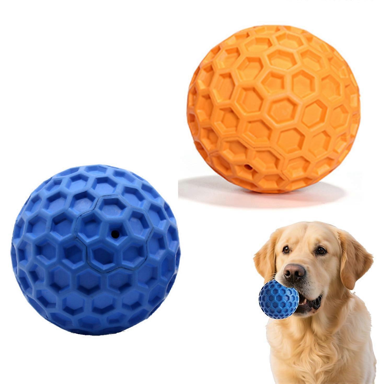 Dog Squeaky Balls Toys - 2 Pack Pet Chew Rubber Squeaker Toy,Interactive Training Fetch Ball for Small Medium Large Puppy