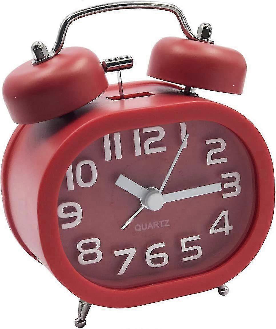 Retro Silent Quartz Alarm Clock, Morning Alarm Clock Travel Bedside Analog Clock Dual Bell Metal 2025