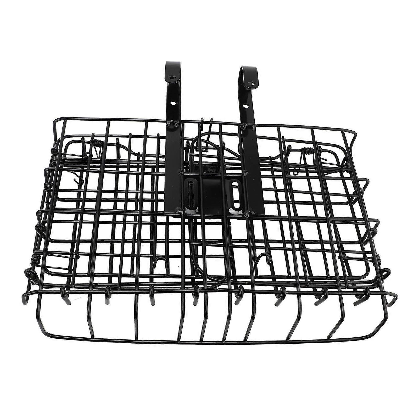 Handlebar Basket with PU Inner Bag Iron Large Capacity Water Resistant Folding Front Rear Cycle Storage Basket for Mountain Cycle Black