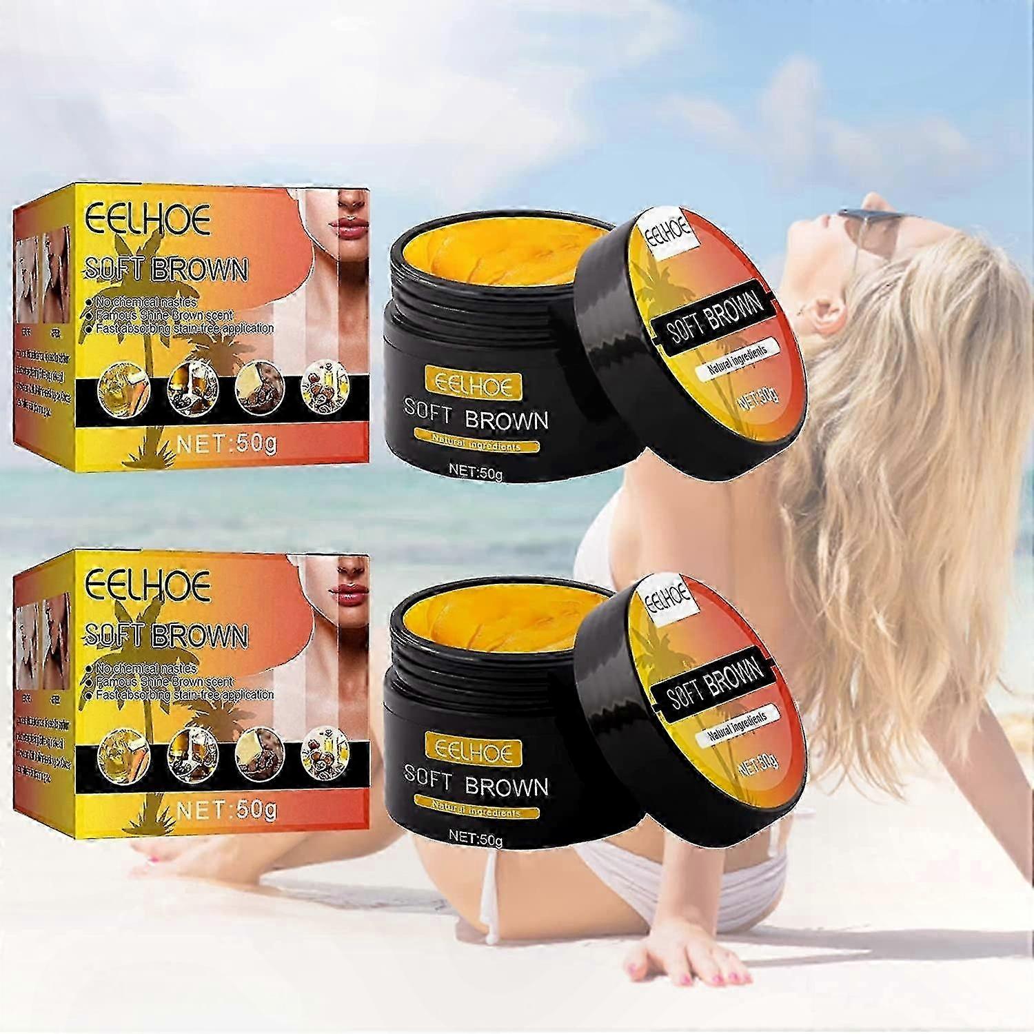 2-Pack Tanning Gel, 50g Sunbed Cream for Intensive Results, Soft Brown Formula with Enhanced Tanning Properties