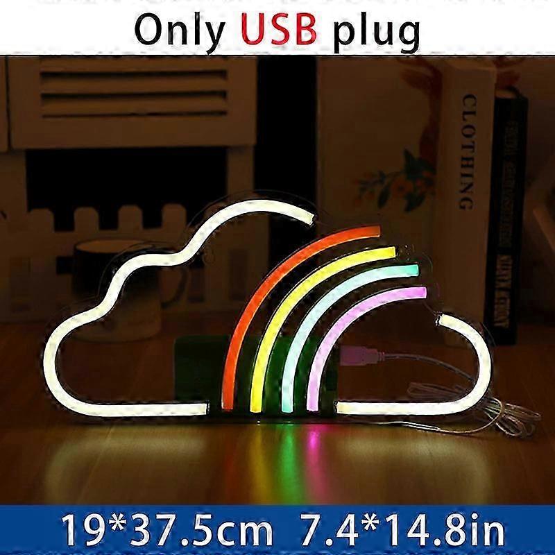 Rainbow Shape Neon Sign Cool Light Neon Lamp Party Holiday Decor Powered By Usb Or Battery Neon Table Led Lights Bedroom Decor