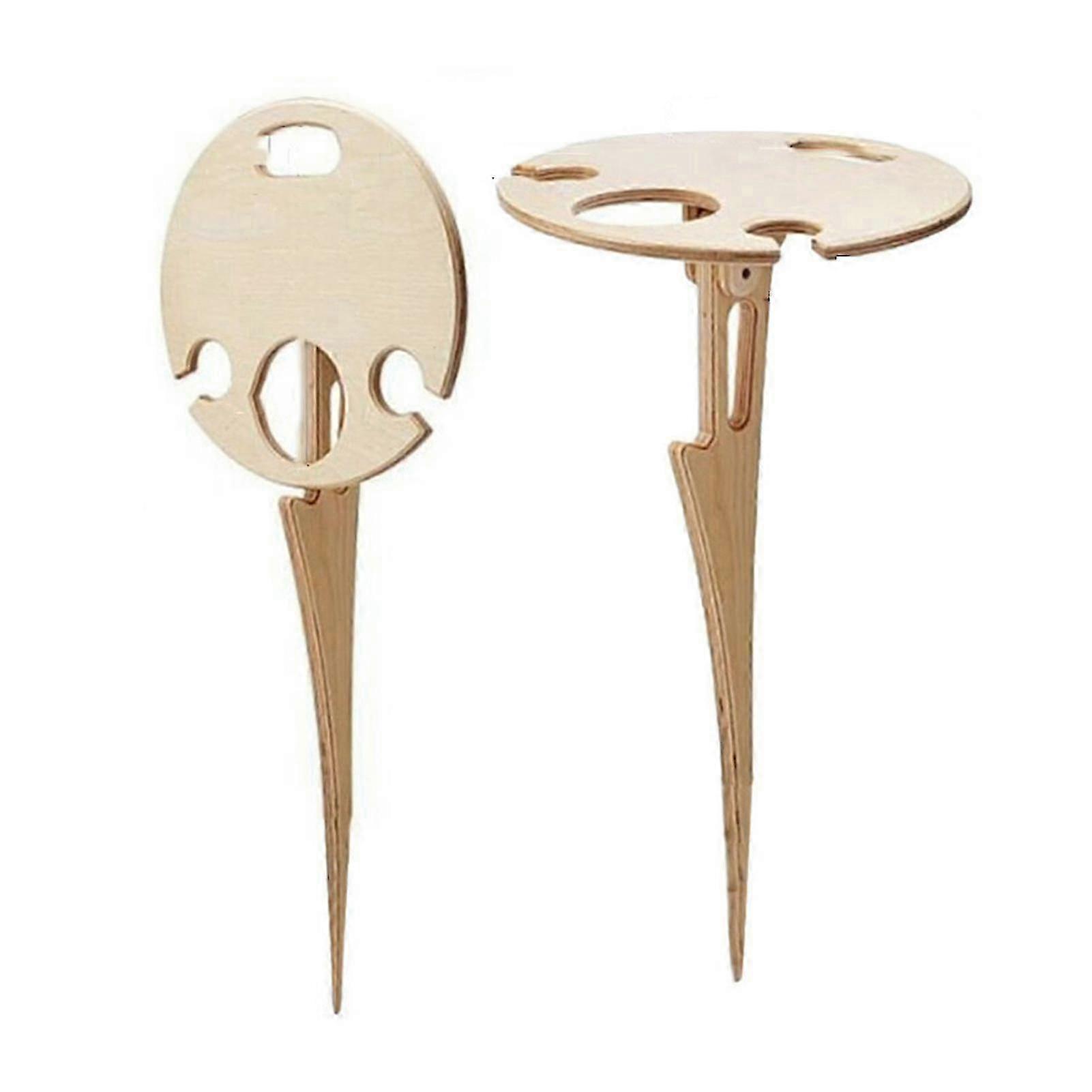 Outdoor Portable Wine Table with Foldable Round Desktop Mini Wooden Picnic Table Easy to Carry New