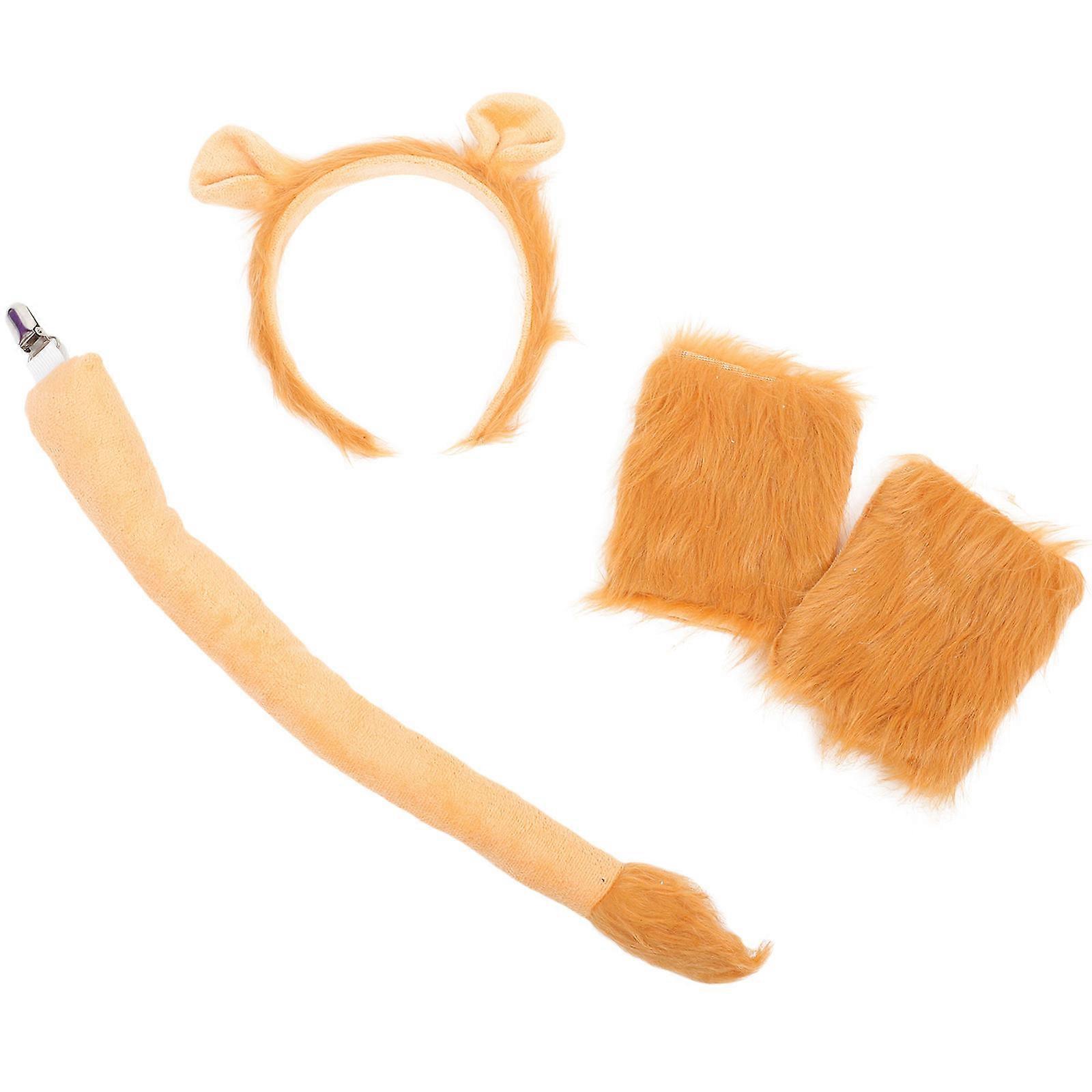 Lion Headband Costume Set for Party 4Sets with Tail and Gloves Accessory
