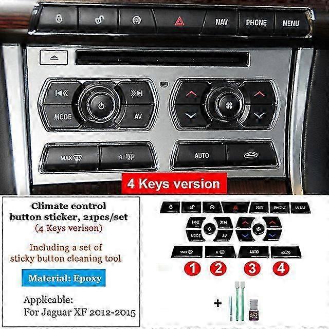 עבור מדבקות כפתור יגואר Xf כיסויים שחורים 2012 עד 2015 עבור יגואר X250 אביזרים לרכב פנים הרכב מדבקות תיקון מתג הילוכים AC