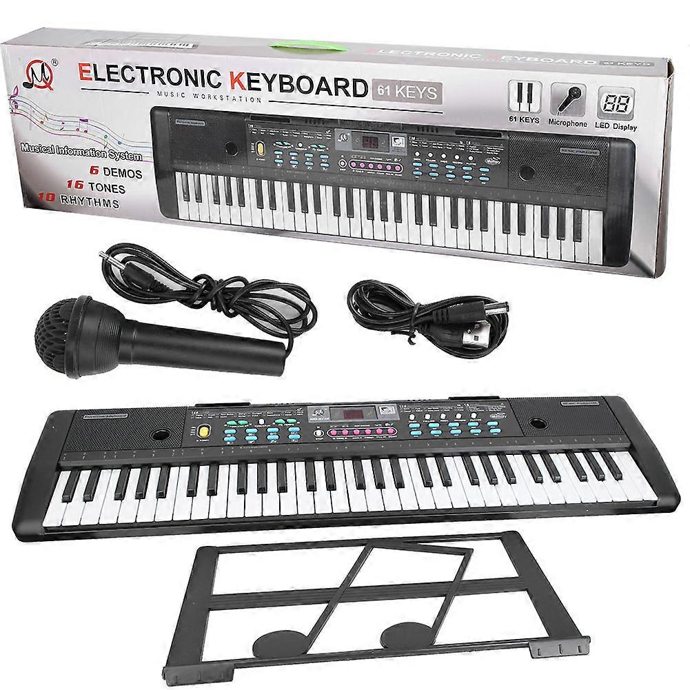 Orgue électronique 61 touches, clavier numérique portable avec microphone, jouet pour enfants