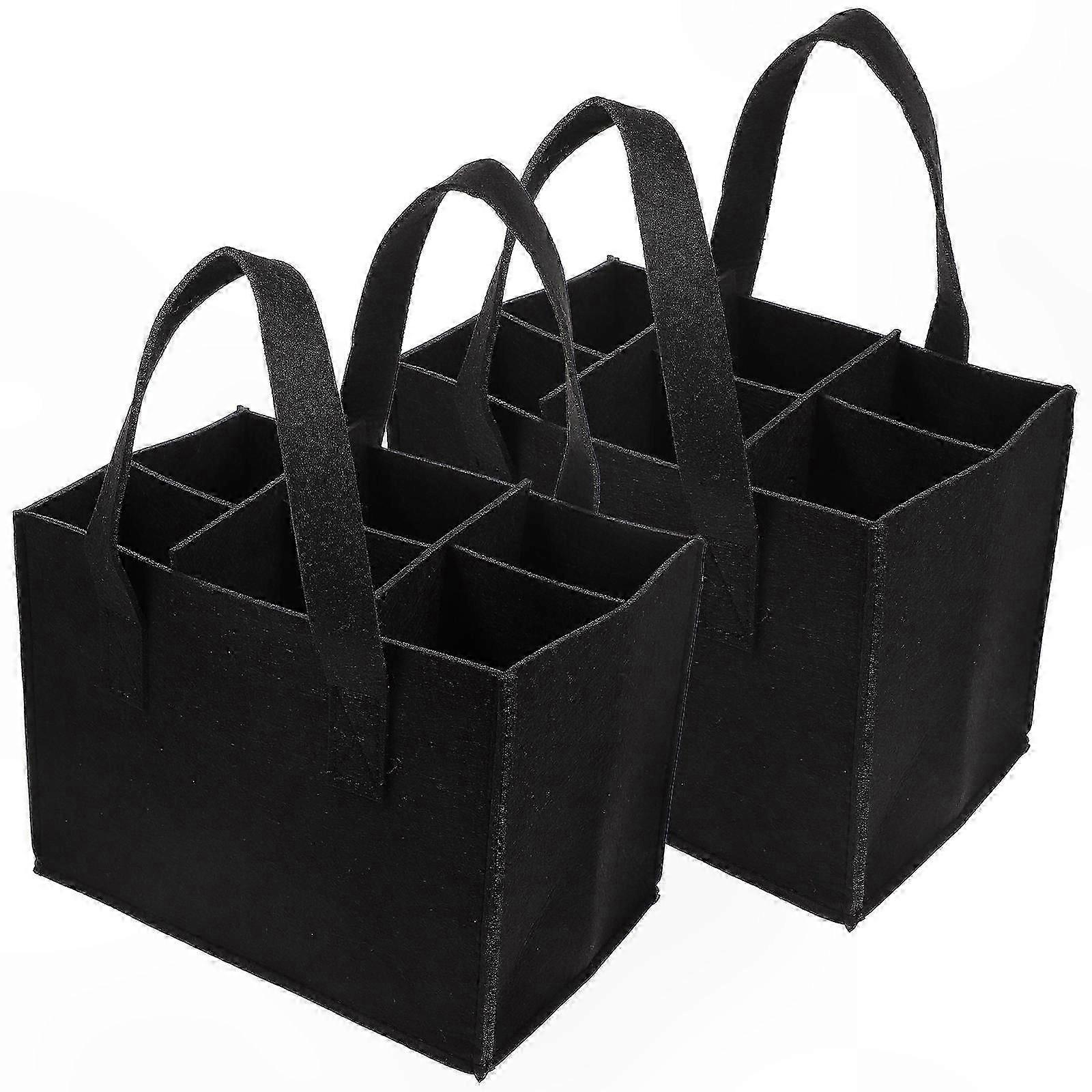 Felt Storage Tote with Compartments for Organizing and Transporting Bottles, Portable Carrier Bag for Drinks (2pcs)