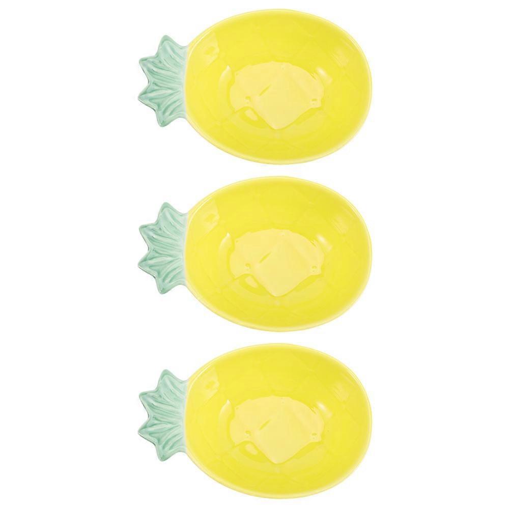 Ceramic Small Bowl Set for Storage Use 3Pcs Yellow Appetizer Plates