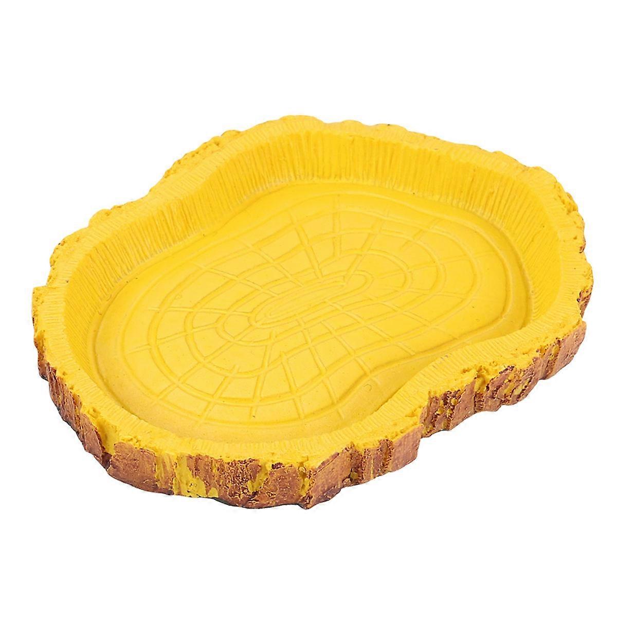 Aquarium Food Bowl Reptile Basin for Pet Use in Yellow Resin