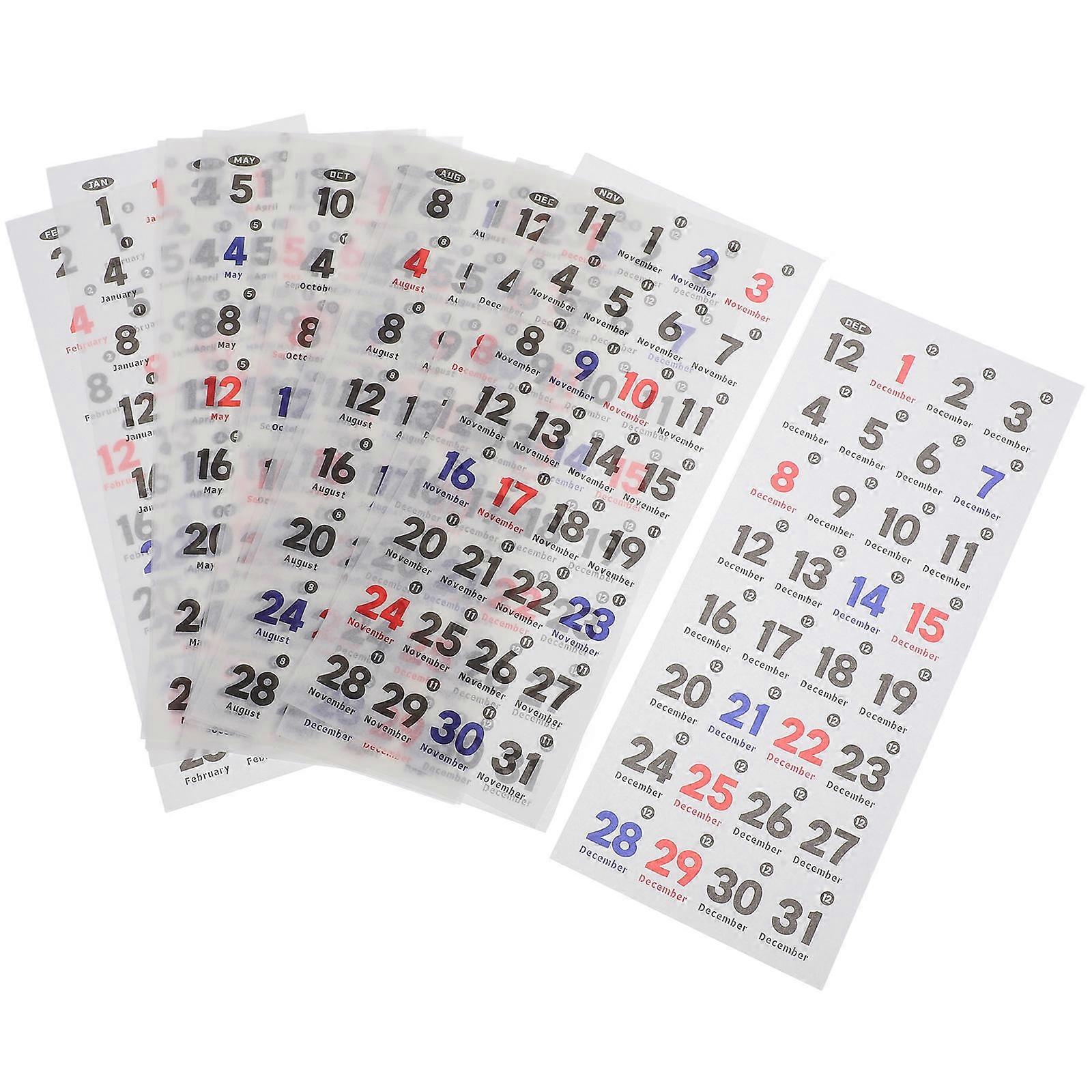Calendar Number Date Stickers for Planner Colored Day Stickers 4Sets