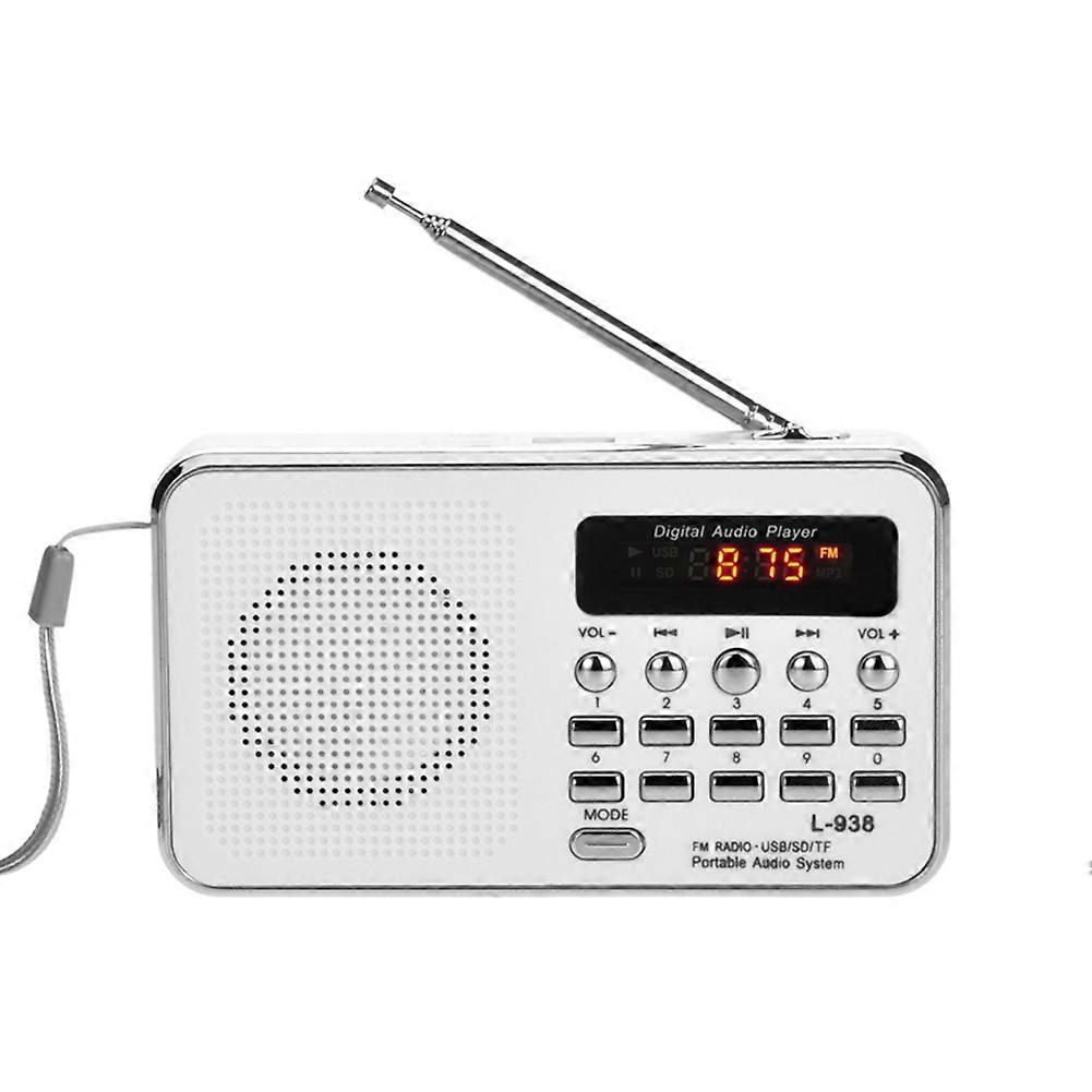 L-938 Mini FM Radio Digital Portable Stereo Speaker MP3 Audio Player High Fidelity Sound Quality 1.5 Inch Display Screen