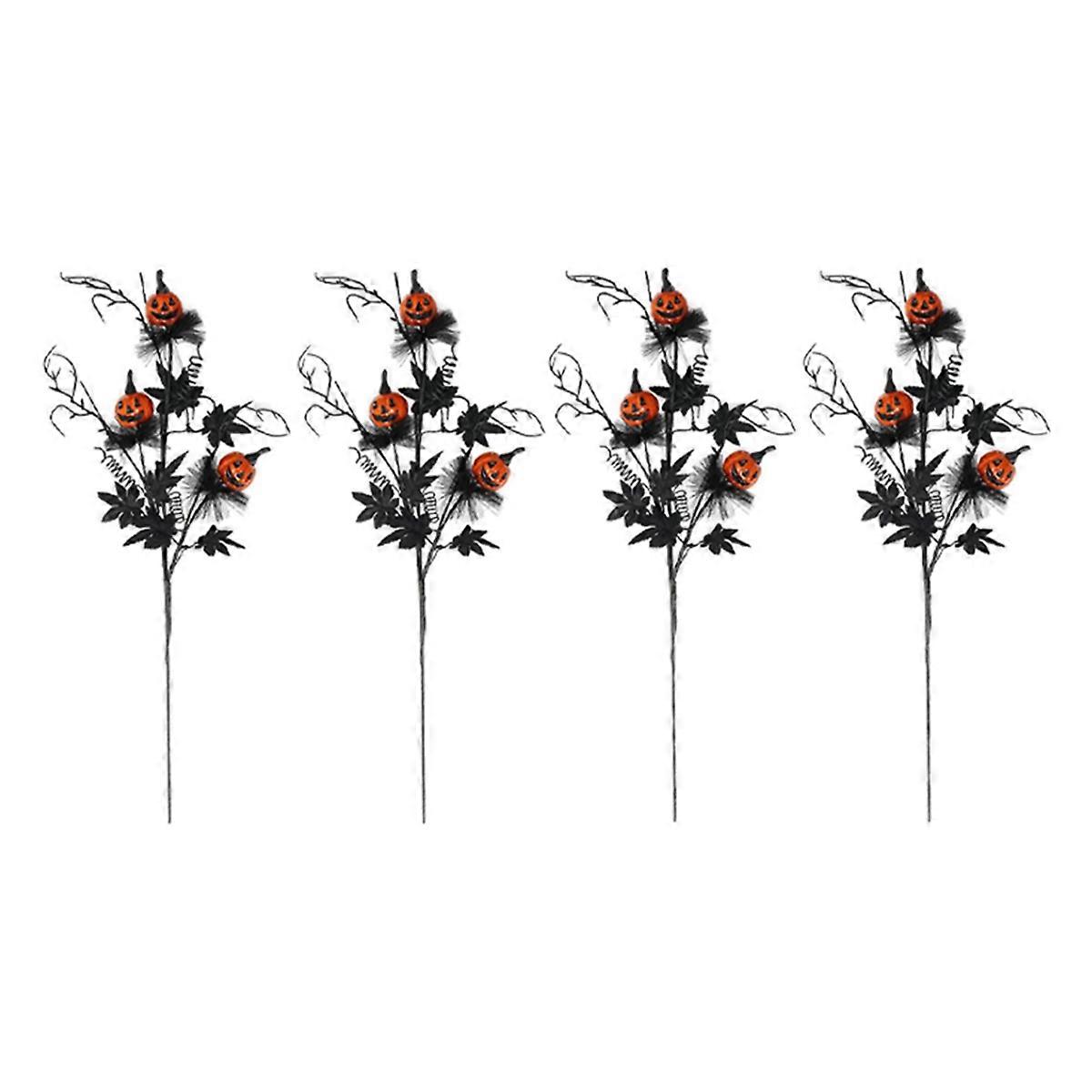 Artificial Pumpkin Branches Halloween Black 4PCS