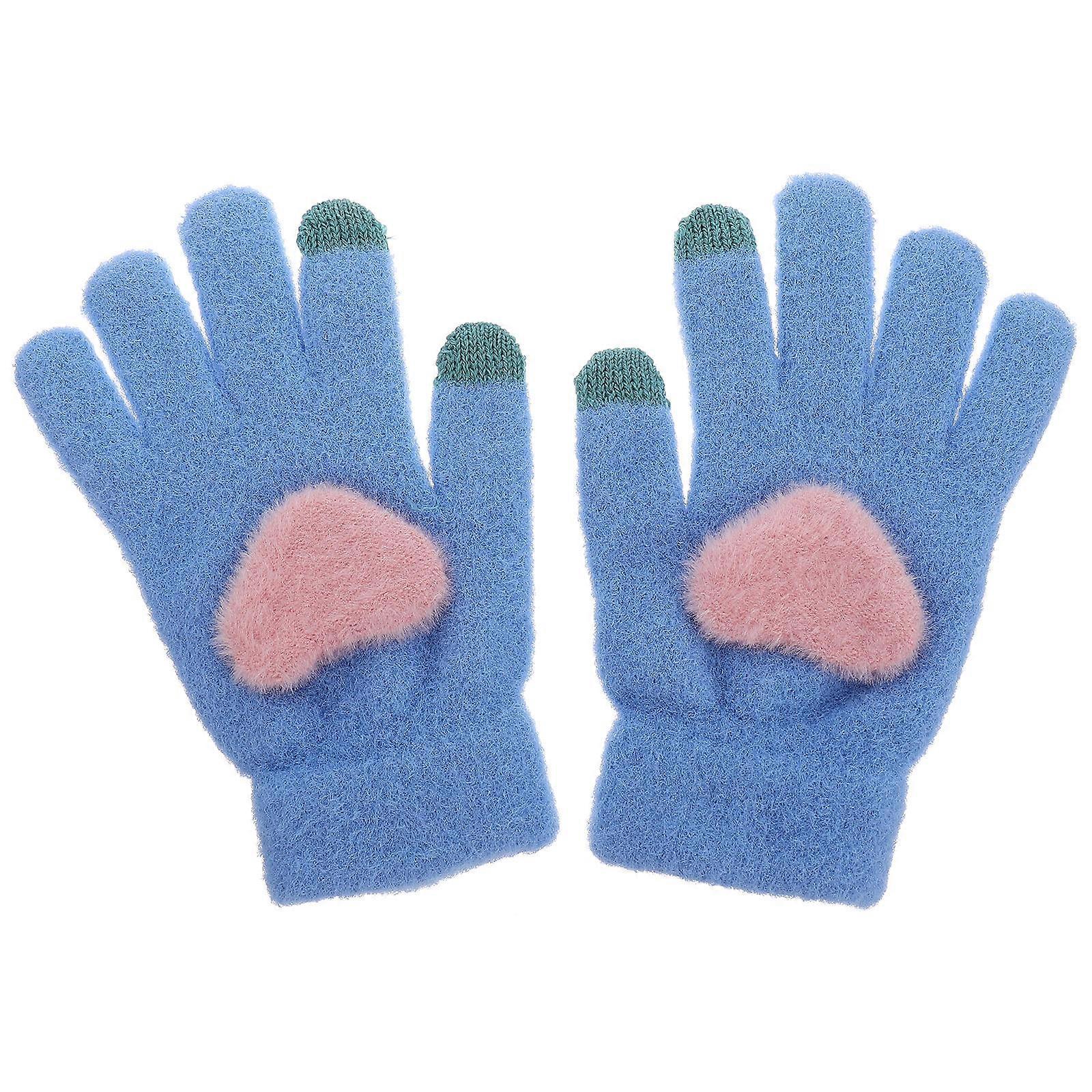 Womens Cold Weather Gloves Touchscreen Compatible Warmth Heart-shaped Knitted 20x10x1cm 1Pair