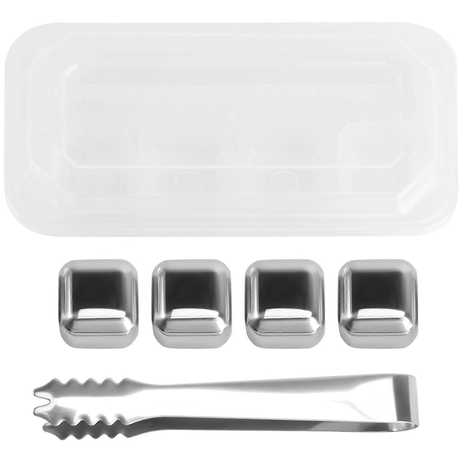 Beverage Cooling Blocks Stainless Steel Ice Cubes 1 Set Silver Reusable for Home Use Bar
