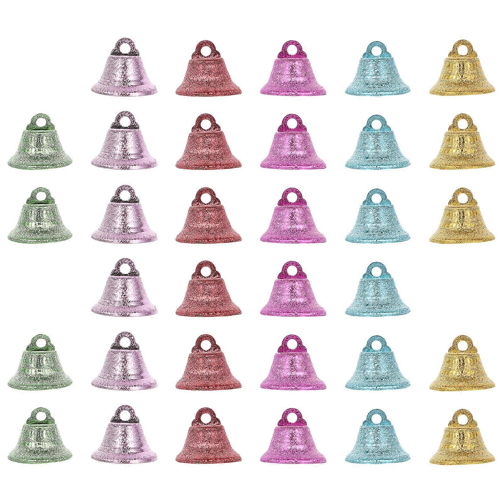 Mixed Color Xmas Bell Hanging Ornament 80 Pcs For Festival Decoration At Home Or Store Square Shape