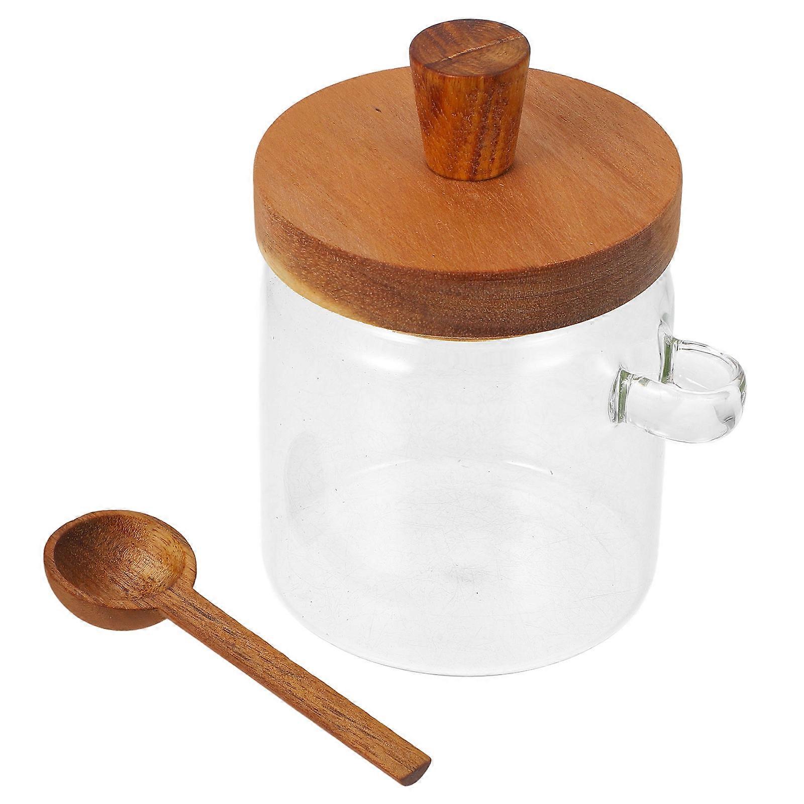 Honey Glass Jar with Dipper for Honey Storage 3Sets for Home Use