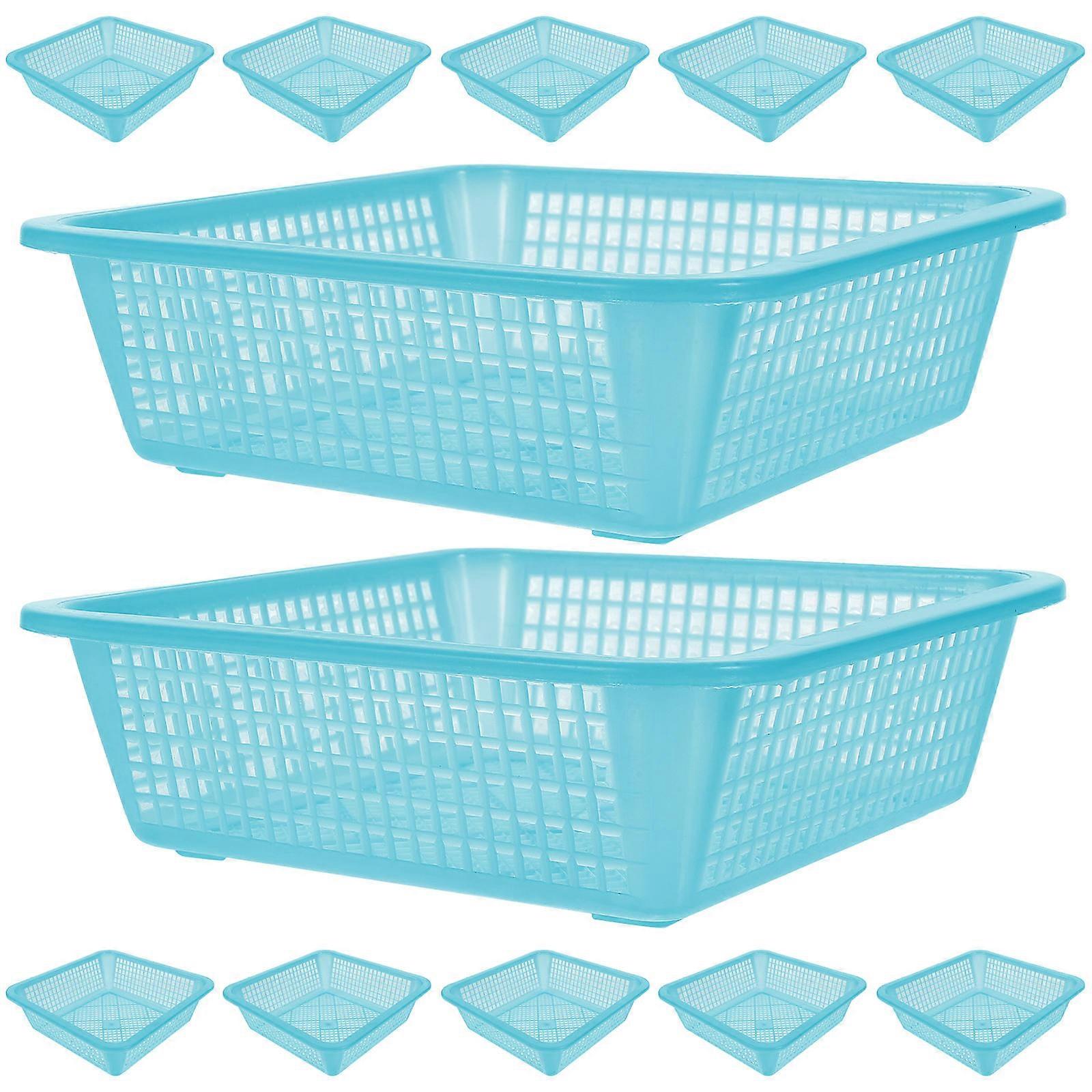 Office Drawer Shelf Square Plastic Bin for Storage 24Pcs Perforated Basket