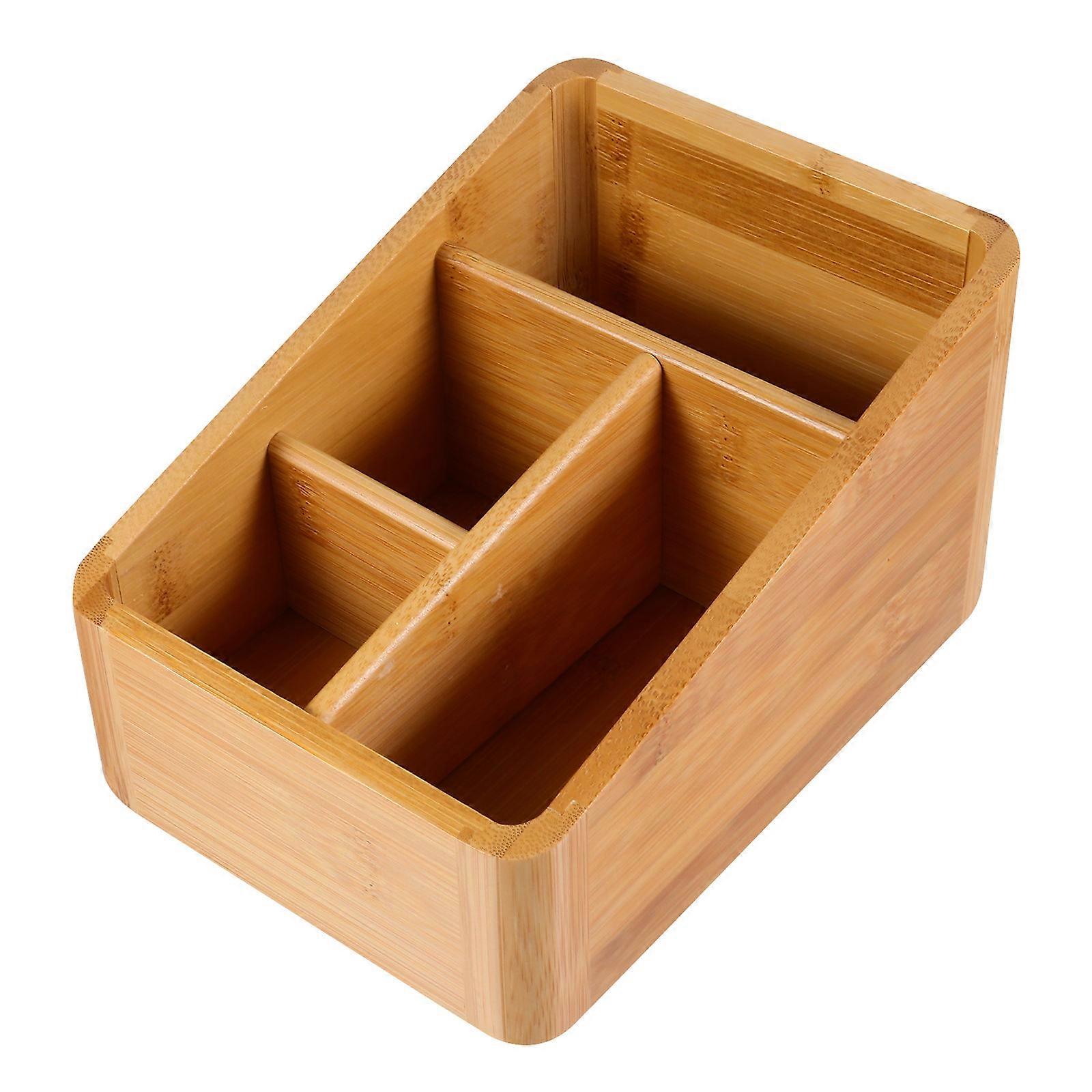 Bamboo Storage Container 1Pc Rectangular Simple Household Organizer Light Brown for Home and Office Organization