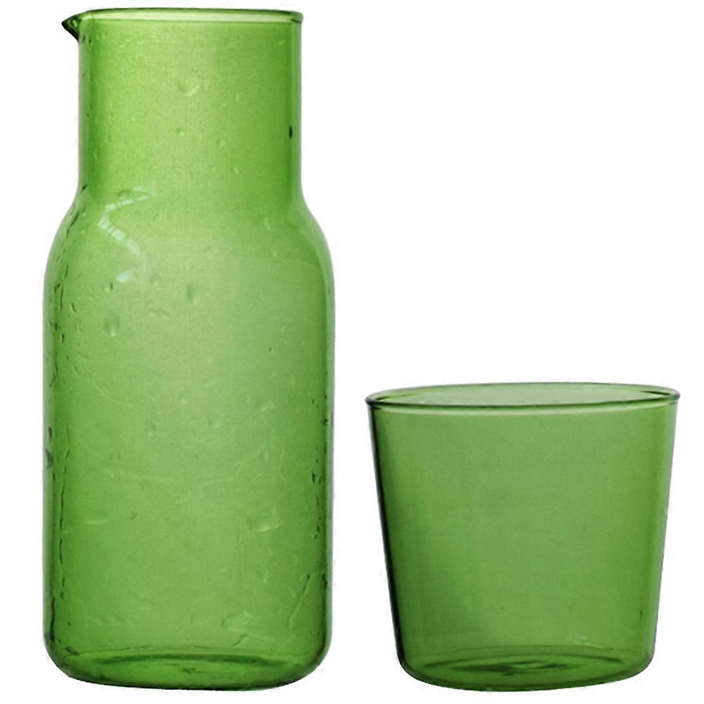 Glass Carafe Household Bedside Carafe for Party Use 4Sets Green Tableware