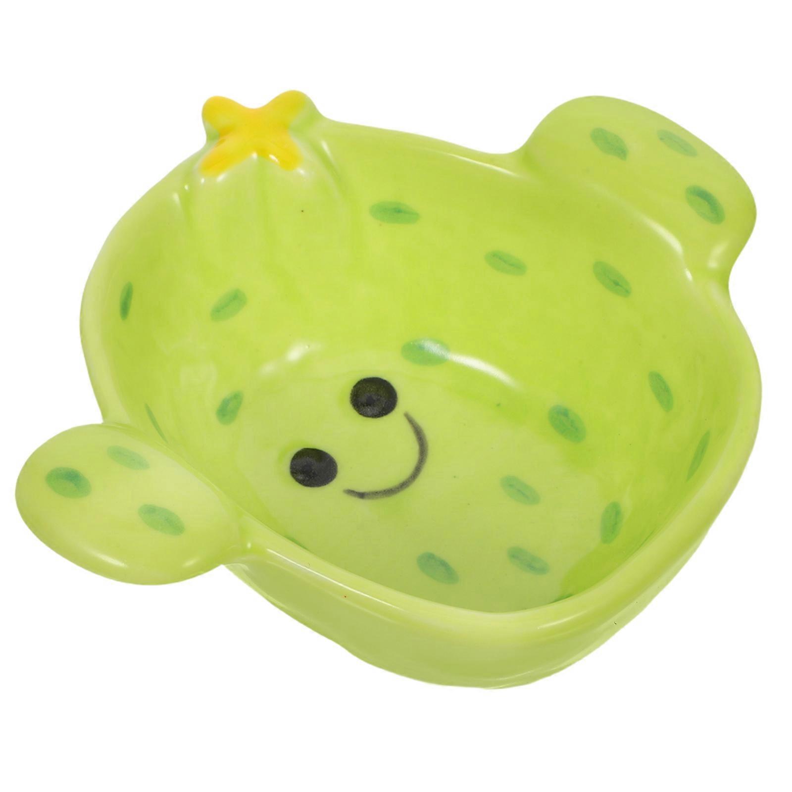 4Pcs Cartoon Ceramic Dipping Sauce Plate for Side Dish Serving Green